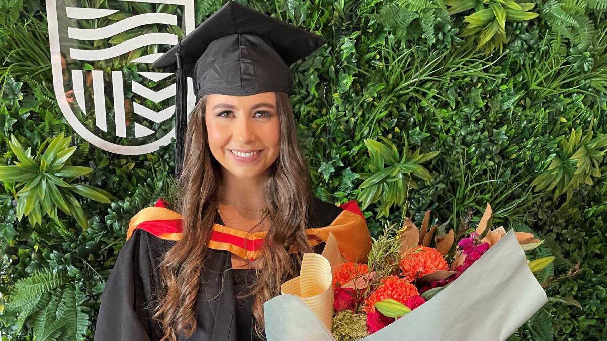 Emme Williams on her graduation day from Charles Sturt University. Photo supplied.