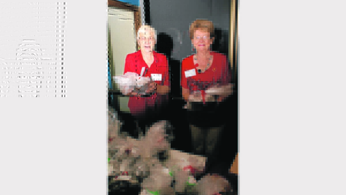MERRY CHRISTMAS: Larraine Chandler and Helen Holland display their goodies they had on sale at the Gift Showcase recently.
