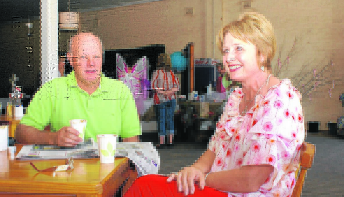 SOME TEA? Hunter and Anne Doughty enjoyed a cup of tea at the showcase.